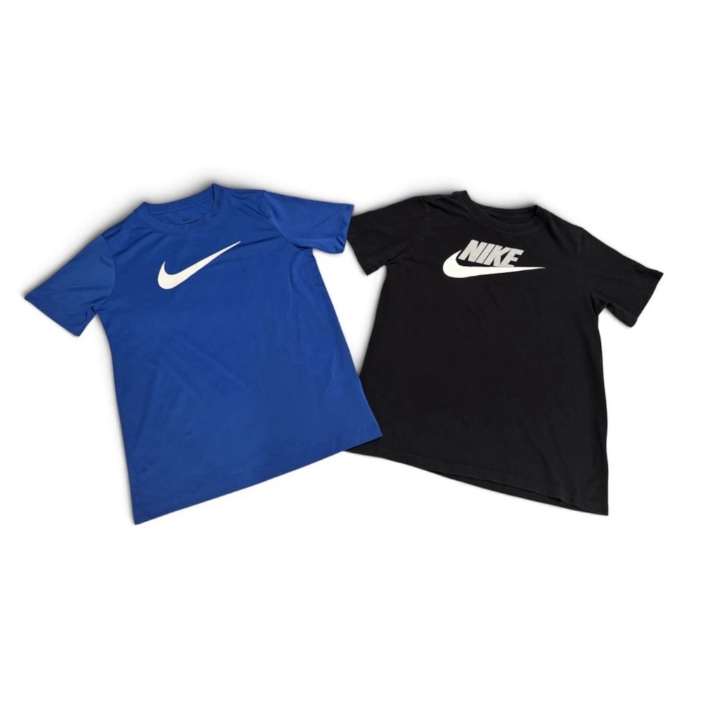 Lot Of 2 The Nike Tee Youth Sizes Med & Lg Short Sleeve Blue and Black Shirts